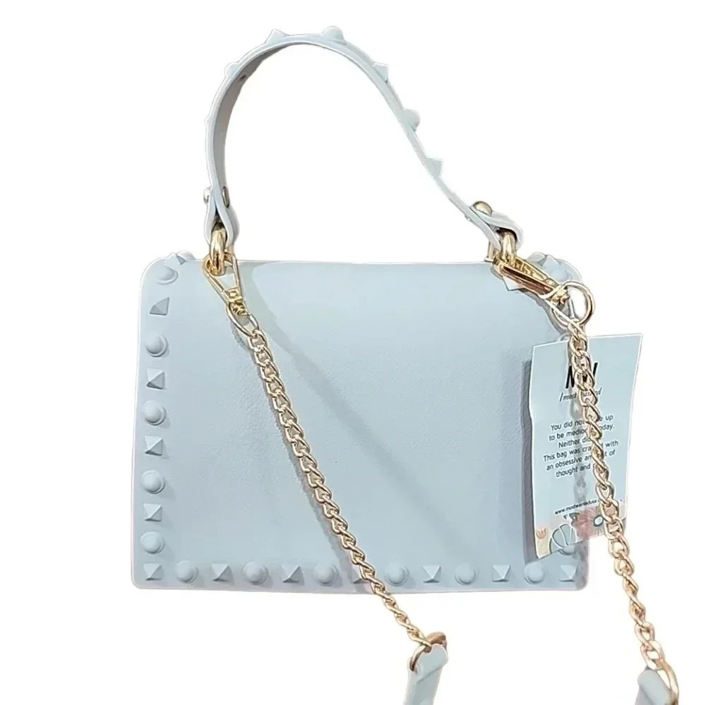 NWT! Studded Handle Jelly Satchel bag - Picture 3 of 7